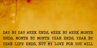 Day by day week ends, Week by week month ends, Month by month year ends, Year by year life ends, but my love for you will never end., likelovequotes.com ,Like Love Quotes