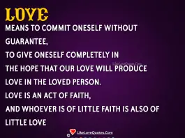 Love Means To Commit Oneself Without Guarantee-likelovequotes, likelovequotes.com ,Like Love Quotes