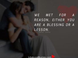 We met for a reason, either you're a blessing or a lesson.