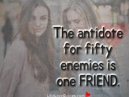 The antidote for fifty enemies is one friend-likelovequotes